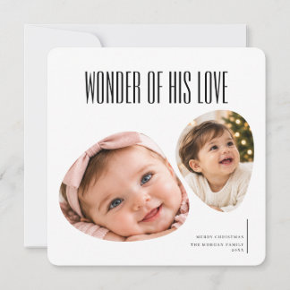 Wonder of His Elegant Newborn 2 Photo Christmas Holiday Card