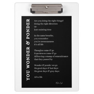 Wonder ponder self love care poem poster wall art  clipboard