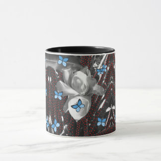 Wonder Rose Red Ants & Blue Butterflies Signature Mug