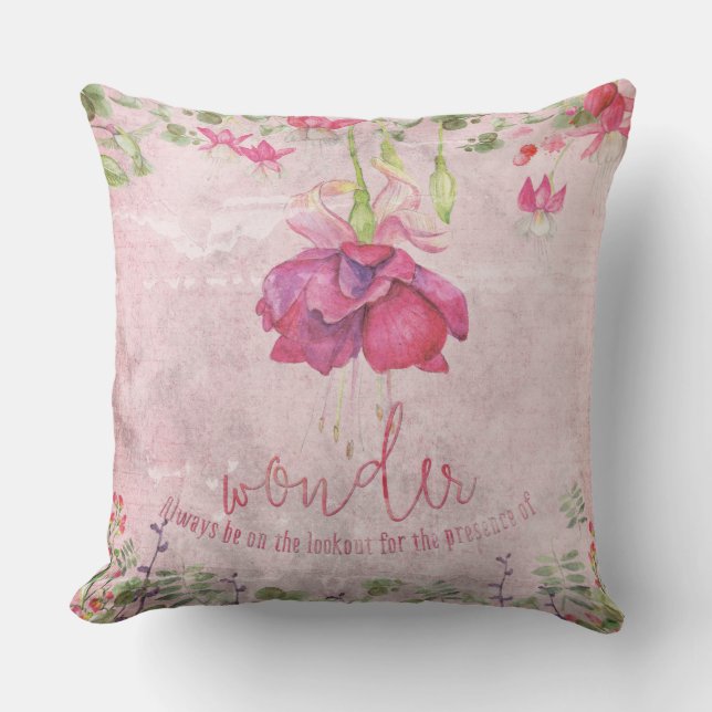 Wonder- Typography & Illustration Throw Pillow (Front)