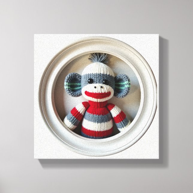 Wonder Wall Art Striped Sock Monkey Delight (Front)