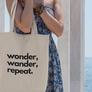 Wonder Wander Repeat Adventure Explore Travel Tote Bag