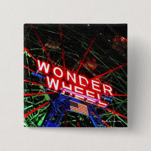 'Wonder Wheel Neon' Square Button