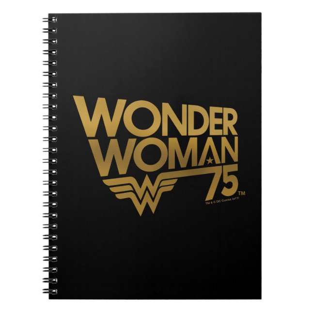 Wonder Woman 75th Anniversary Gold Logo Notebook (Front)