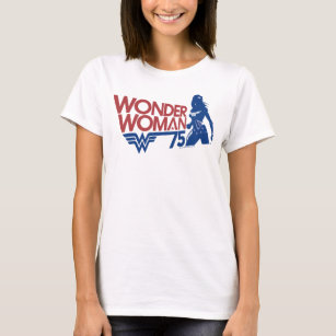 Wonder Woman 75th Anniversary Red & Blue Logo T-Shirt