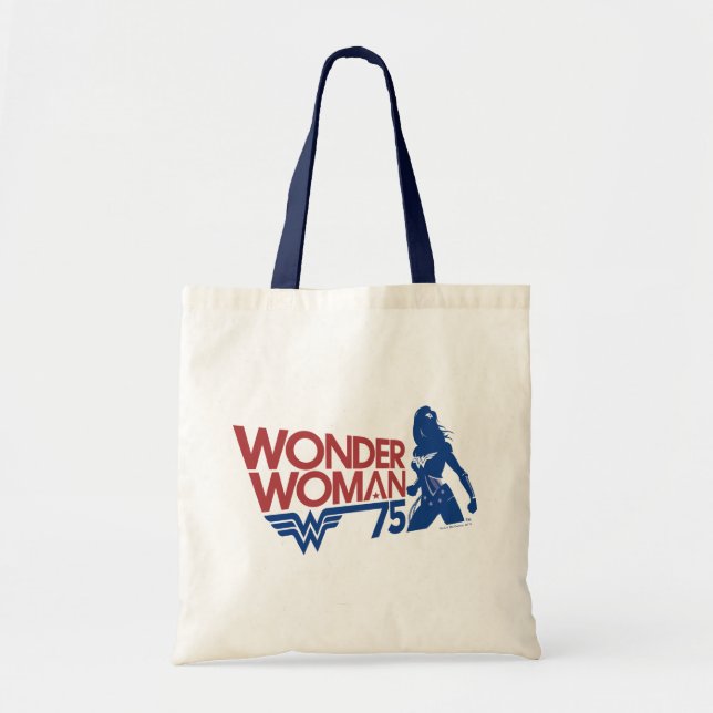 Wonder Woman 75th Anniversary Red & Blue Logo Tote Bag (Front)