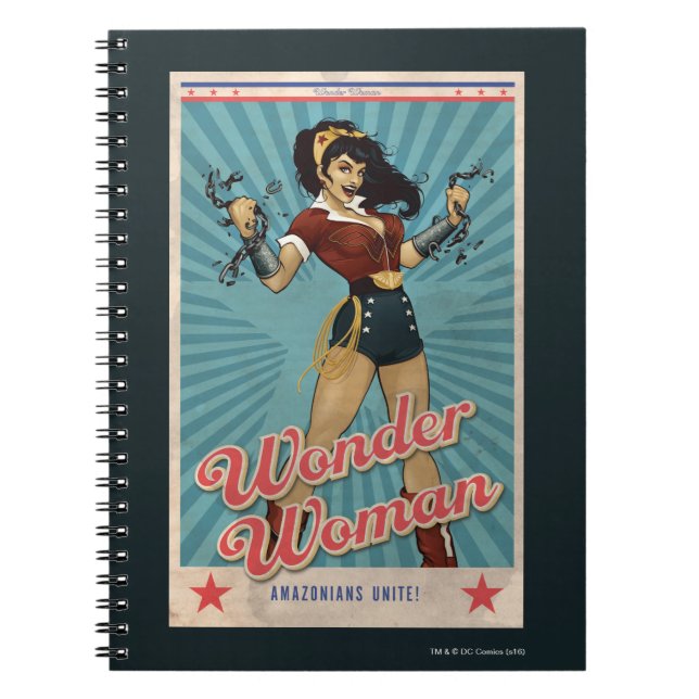 Wonder Woman Amazonians Unite Vintage Poster Notebook (Front)