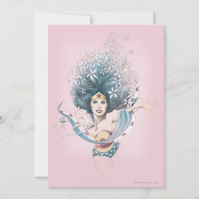 Wonder Woman and Flowers Invitation (Front)