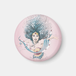 Wonder Woman and Flowers Magnet