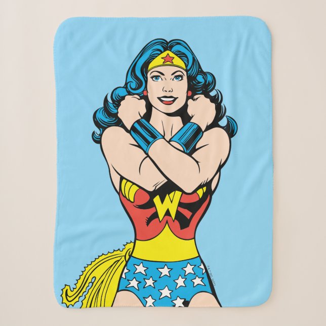 Wonder Woman Arms Crossed Sherpa Blanket (Front)
