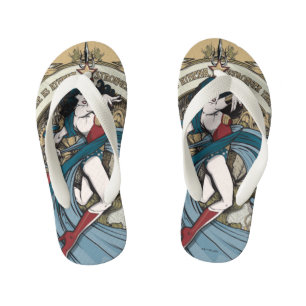 Wonder Woman Art Nouveau Panel Kid's Flip Flops