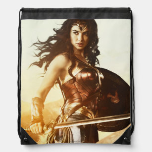 Wonder Woman At Sunset Drawstring Bag