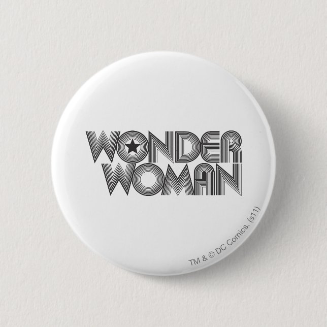 Wonder Woman B&W Logo 3 2 Inch Round Button (Front)