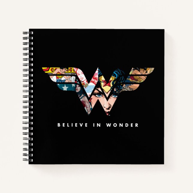 Wonder Woman "Believe In Wonder" Collage Logo Notebook (Front)
