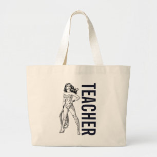 Wonder Woman Black & White Pose Large Tote Bag