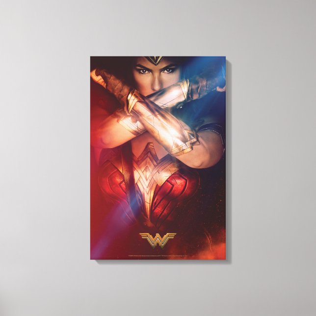 Wonder Woman Blocking With Bracelets Canvas Print (Front)