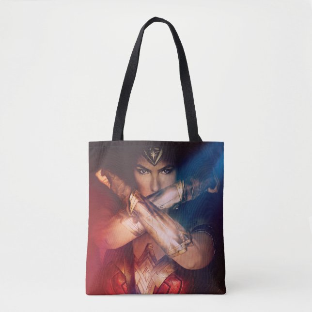 Wonder Woman Blocking With Bracelets Tote Bag (Front)