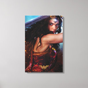 Wonder Woman Blocking With Sword Canvas Print
