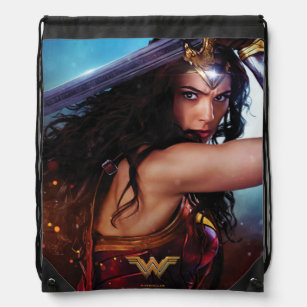Wonder Woman Blocking With Sword Drawstring Bag