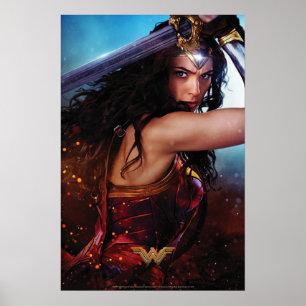 Wonder Woman Blocking With Sword Poster