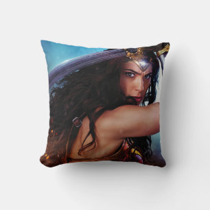 Wonder Woman Blocking With Sword Throw Pillow