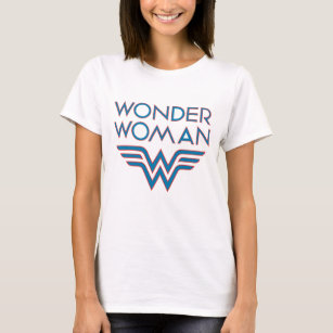 Wonder Woman Blue and Red Retro Logo T-Shirt