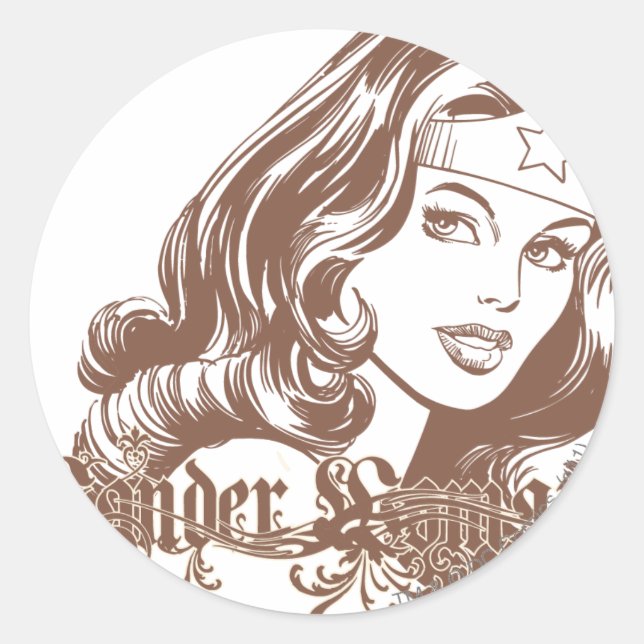 Wonder Woman Brown Classic Round Sticker (Front)