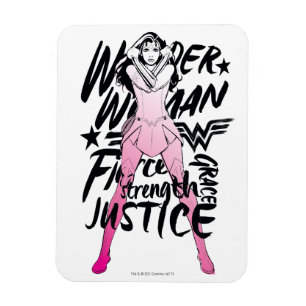 Wonder Woman Brush Typography Art Magnet