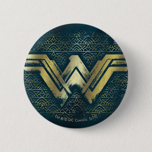 Wonder Woman Brushed Gold Symbol 2 Inch Round Button