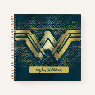 Wonder Woman Brushed Gold Symbol Drawing Notebook