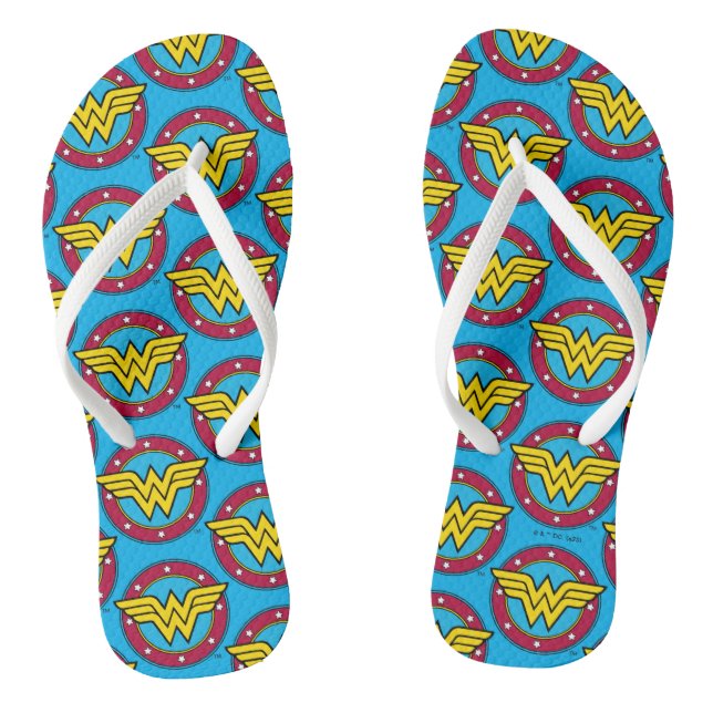 Wonder Woman | Circle & Stars Logo Flip Flops (Footbed)
