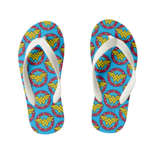 Wonder Woman   Circle & Stars Logo Kid's Flip Flops