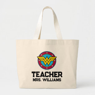 Wonder Woman Circle & Stars Logo Large Tote Bag