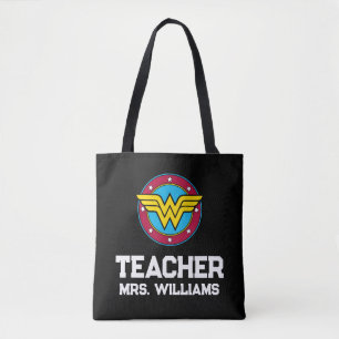 Wonder Woman   Circle & Stars Logo Teacher Tote Bag