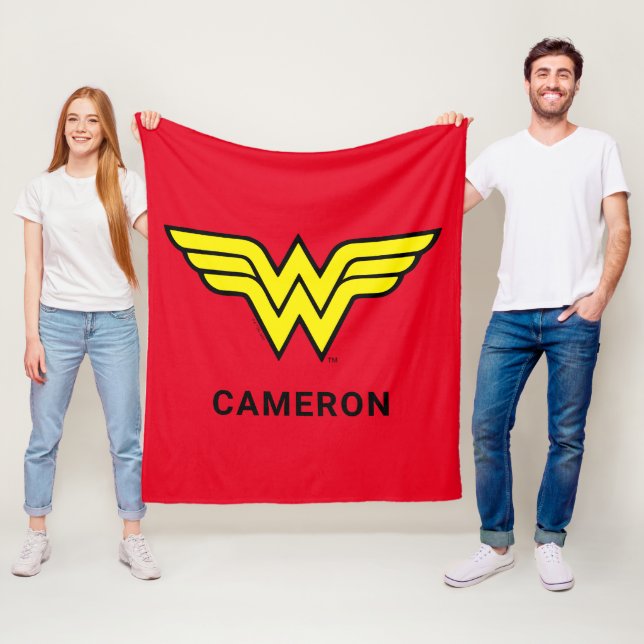 Wonder Woman | Classic Logo | Add Your Name Fleece Blanket (In Situ)