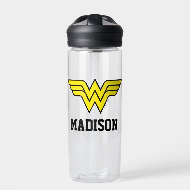 Wonder Woman | Classic Logo | Add Your Name Water Bottle (Front)