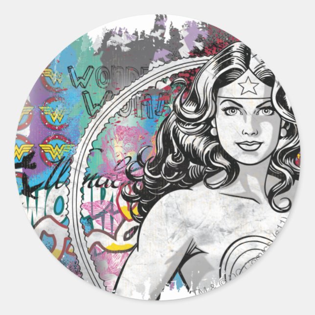 Wonder Woman Collage 6 Classic Round Sticker (Front)