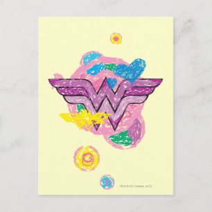 Wonder Woman Colourful Scribbles Postcard