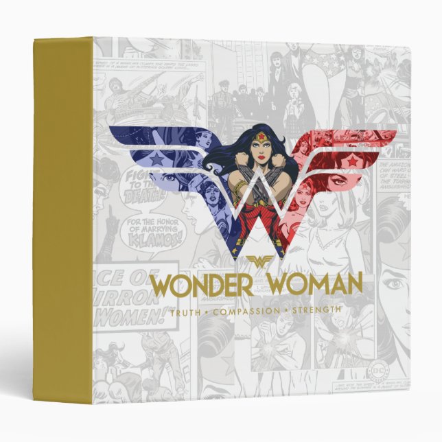 Wonder Woman Crossed Arms in Logo Collage Binder (Front/Spine)