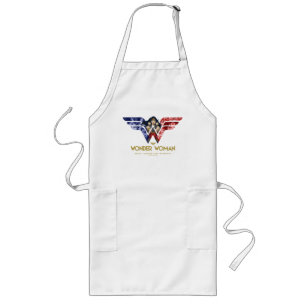 Wonder Woman Crossed Arms in Logo Collage Long Apron