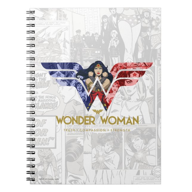 Wonder Woman Crossed Arms in Logo Collage Notebook (Front)