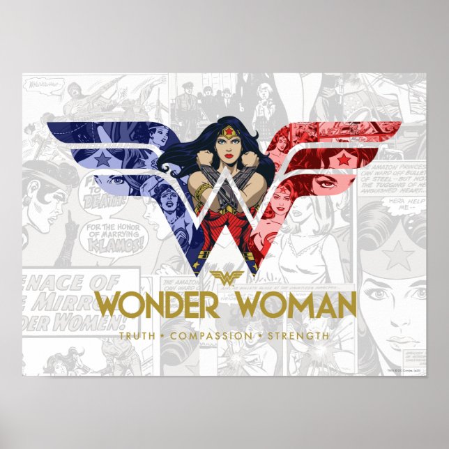 Wonder Woman Crossed Arms in Logo Collage Poster (Front)