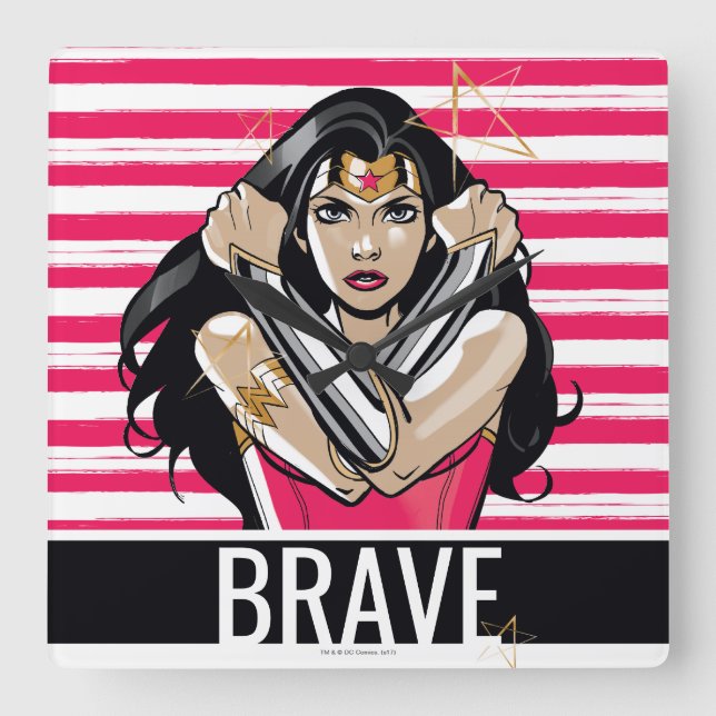 Wonder Woman Defend - Template Square Wall Clock (Front)