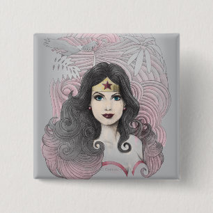 Wonder Woman Eagle and Trees 2 Inch Square Button