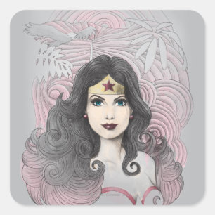 Wonder Woman Eagle and Trees Square Sticker