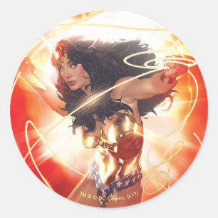 Wonder Woman Encyclopedia Cover Classic Round Sticker