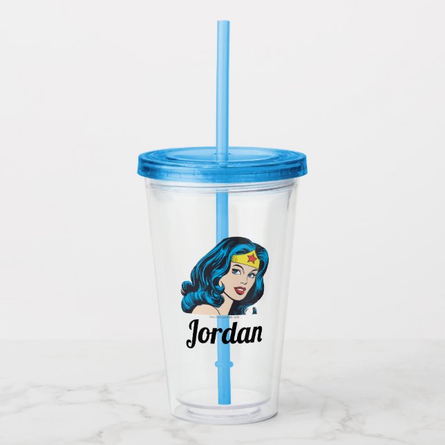 Wonder Woman Face Acrylic Tumbler (Front)