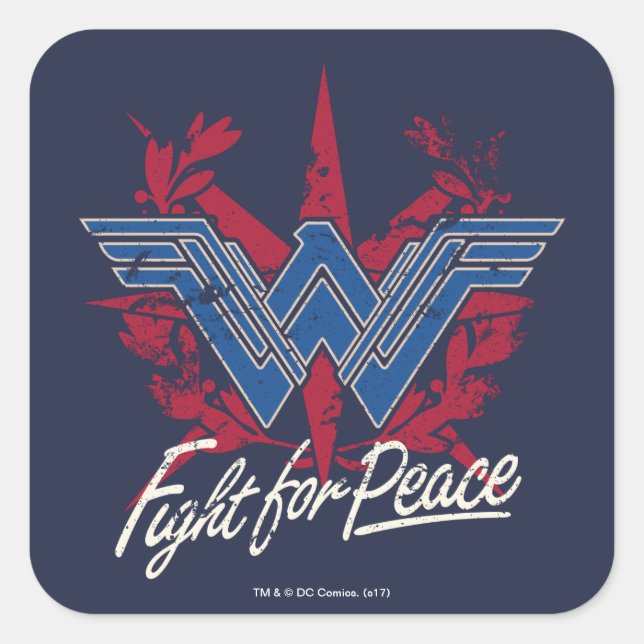Wonder Woman Fight For Peace Symbol Square Sticker (Front)