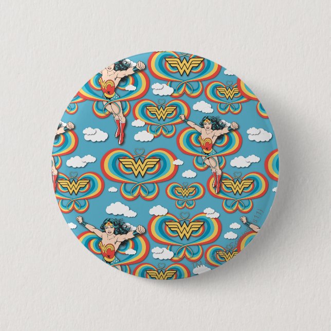 Wonder Woman Flying High Pattern 2 Inch Round Button (Front)