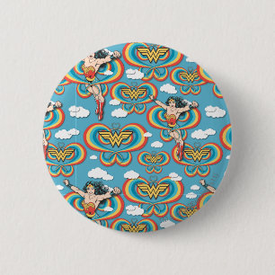 Wonder Woman Flying High Pattern 2 Inch Round Button
